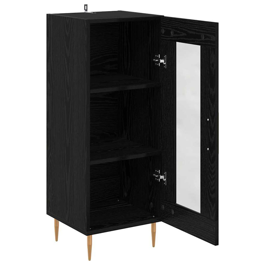 Dressoir Zwart eiken 34 x 34.5 x 90 cm Bewerkt hout