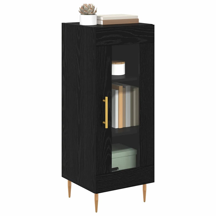 Dressoir Zwart eiken 34 x 34.5 x 90 cm Bewerkt hout