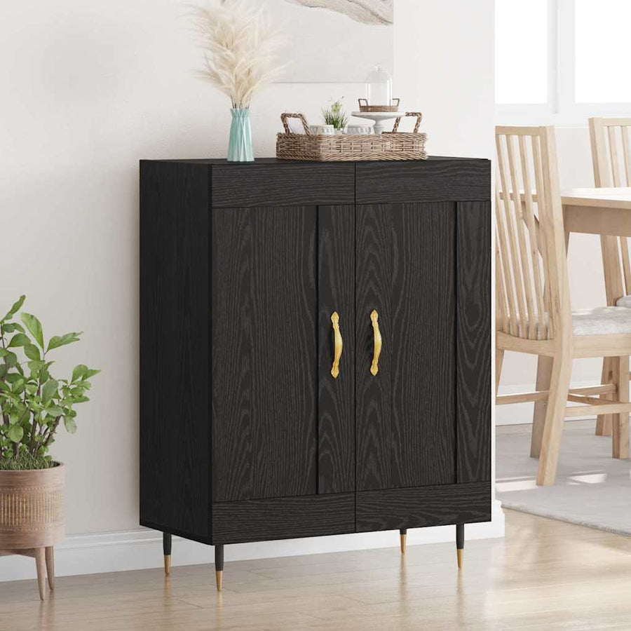 Dressoir Zwart Eiken 69,5 x 34 x 90 cm Bewerkt hout