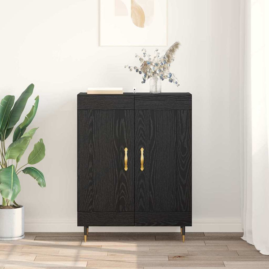 Dressoir Zwart Eiken 69,5 x 34 x 90 cm Bewerkt hout
