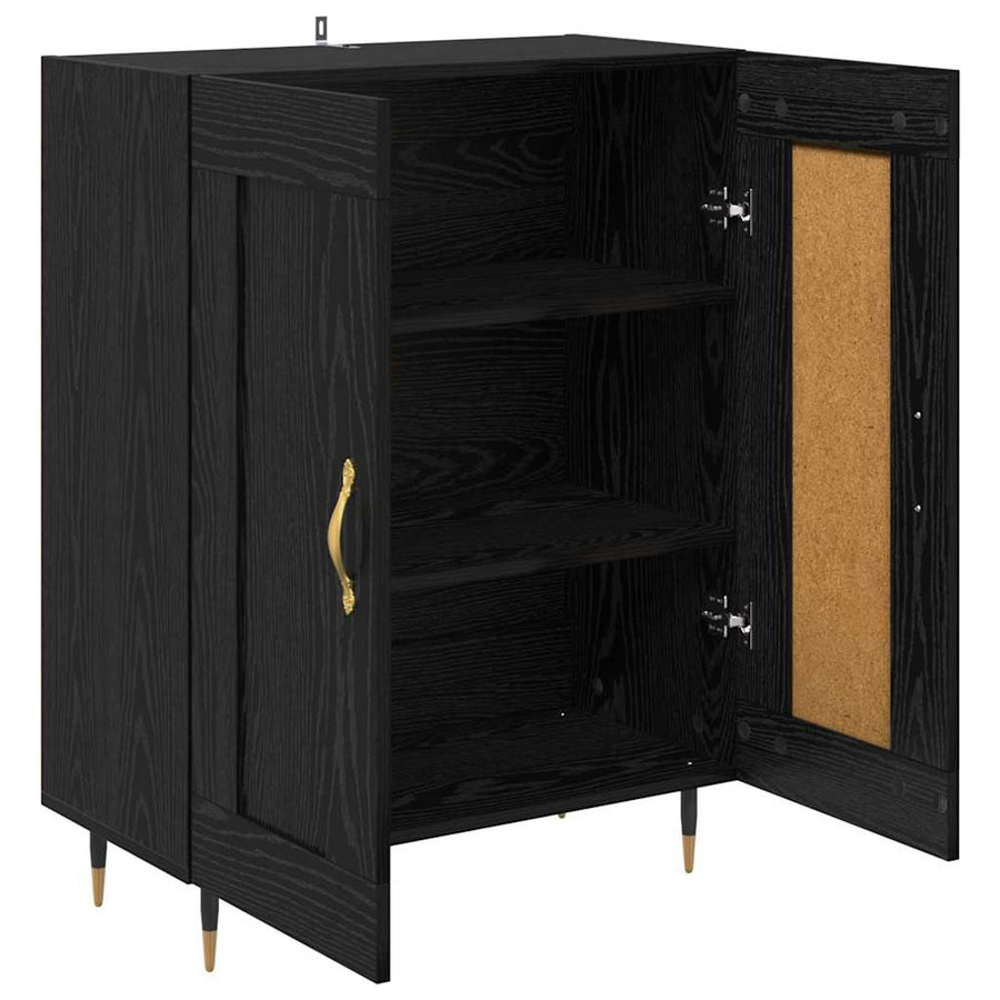 Dressoir Zwart Eiken 69,5 x 34 x 90 cm Bewerkt hout