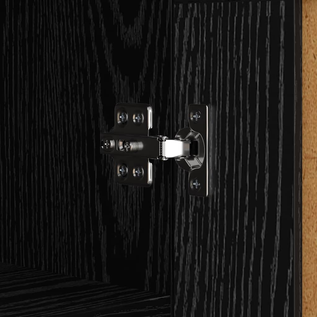 Dressoir Zwart Eiken 69,5 x 34 x 90 cm Gemonteerd hout en ijzer