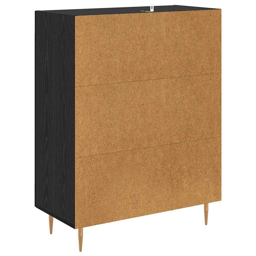 Dressoir Zwart Eiken 69,5 x 34 x 90 cm Gemonteerd hout en ijzer