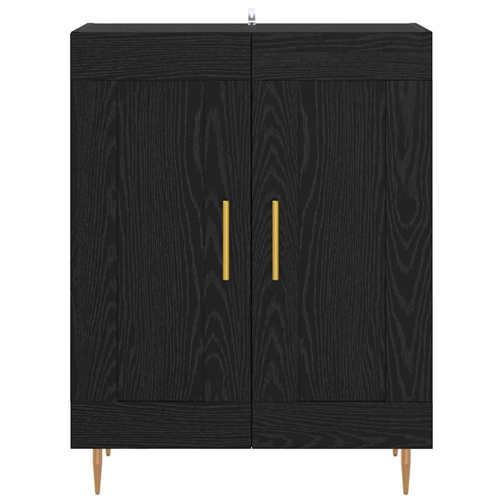Dressoir Zwart Eiken 69,5 x 34 x 90 cm Gemonteerd hout en ijzer