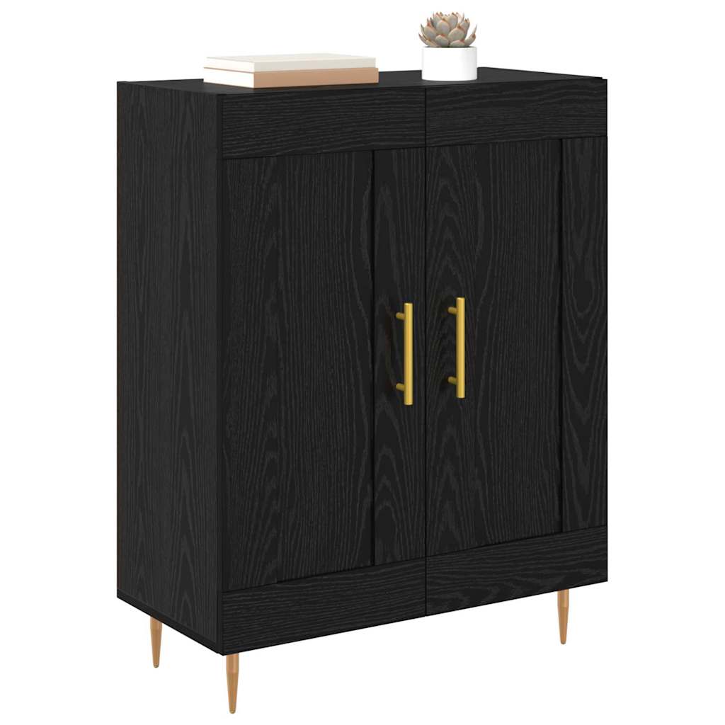 Dressoir Zwart Eiken 69,5 x 34 x 90 cm Gemonteerd hout en ijzer