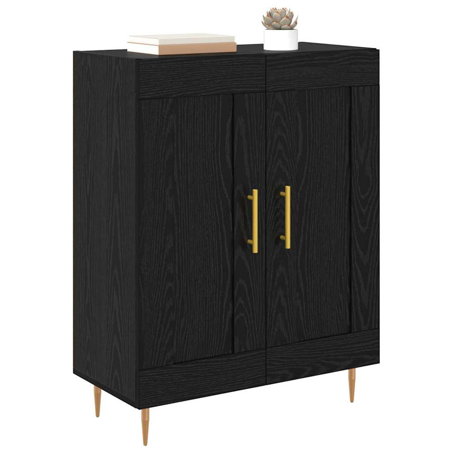 Dressoir Zwart Eiken 69,5 x 34 x 90 cm Gemonteerd hout en ijzer
