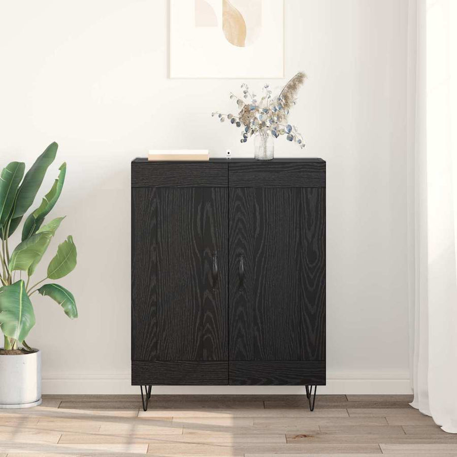 Dressoir Zwart Eiken 69,5 x 34 x 90 cm Gemonteerd hout en ijzer