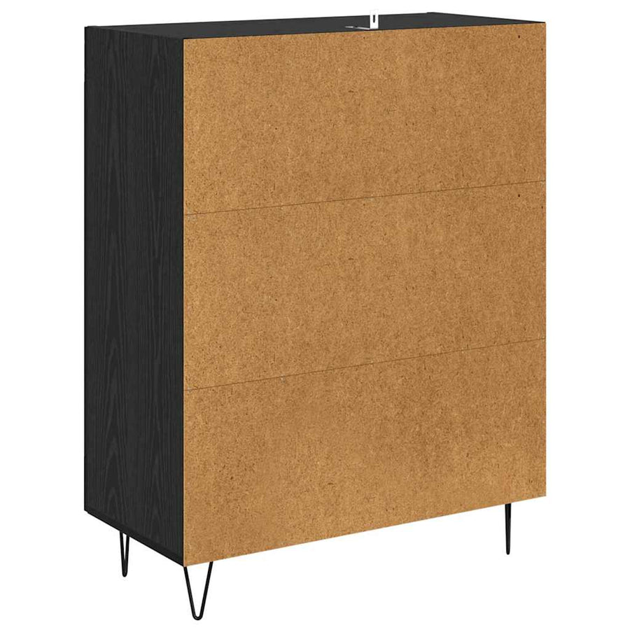 Dressoir Zwart Eiken 69,5 x 34 x 90 cm Gemonteerd hout en ijzer