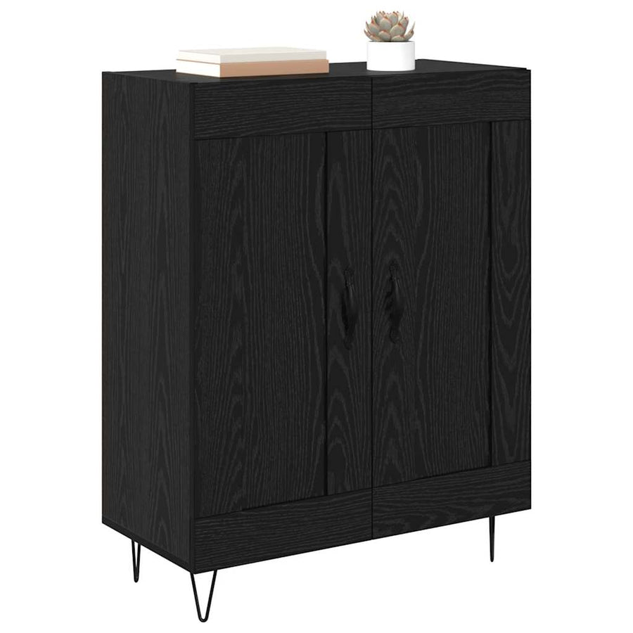 Dressoir Zwart Eiken 69,5 x 34 x 90 cm Gemonteerd hout en ijzer
