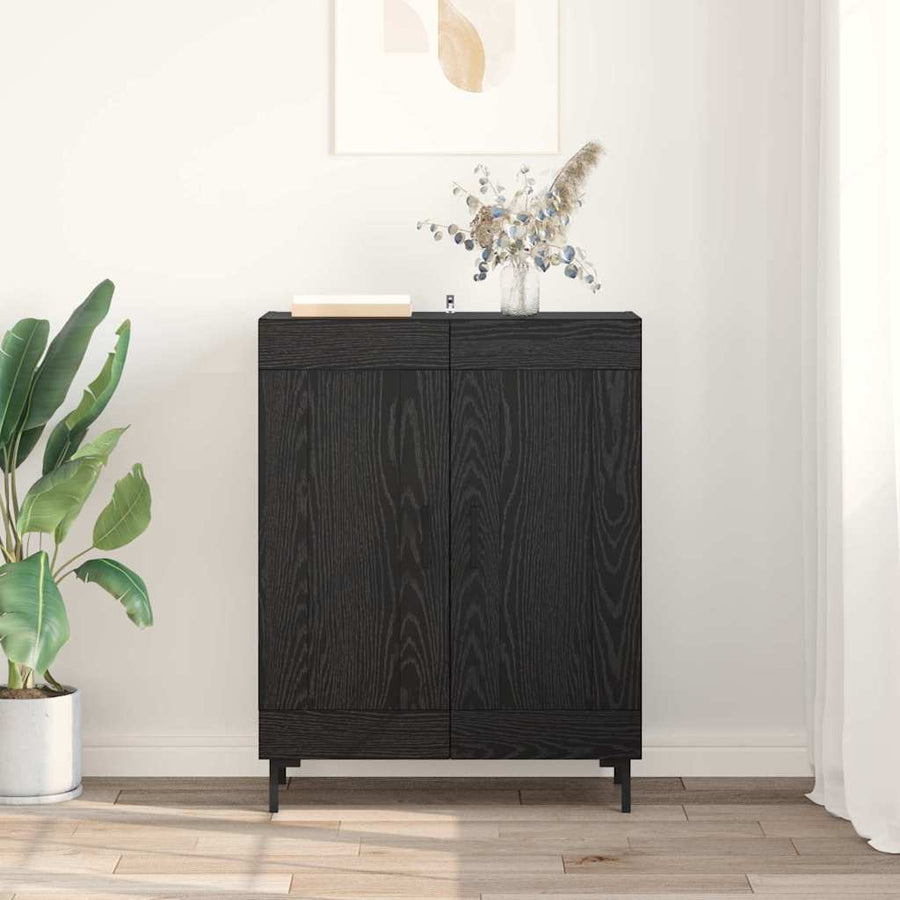 Dressoir Zwart Eiken 69,5 x 34 x 90 cm Gemonteerd hout en ijzer