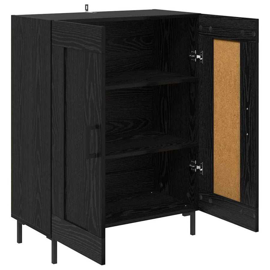 Dressoir Zwart Eiken 69,5 x 34 x 90 cm Gemonteerd hout en ijzer