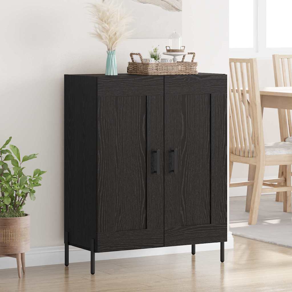 Dressoir Zwart Eiken 69,5 x 34 x 90 cm Gemonteerd hout en ijzer