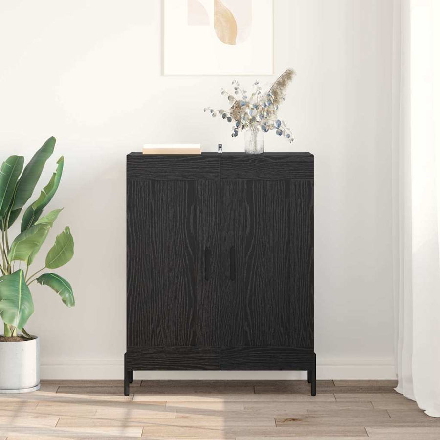 Dressoir Zwart Eiken 69,5 x 34 x 90 cm Gemonteerd hout en ijzer