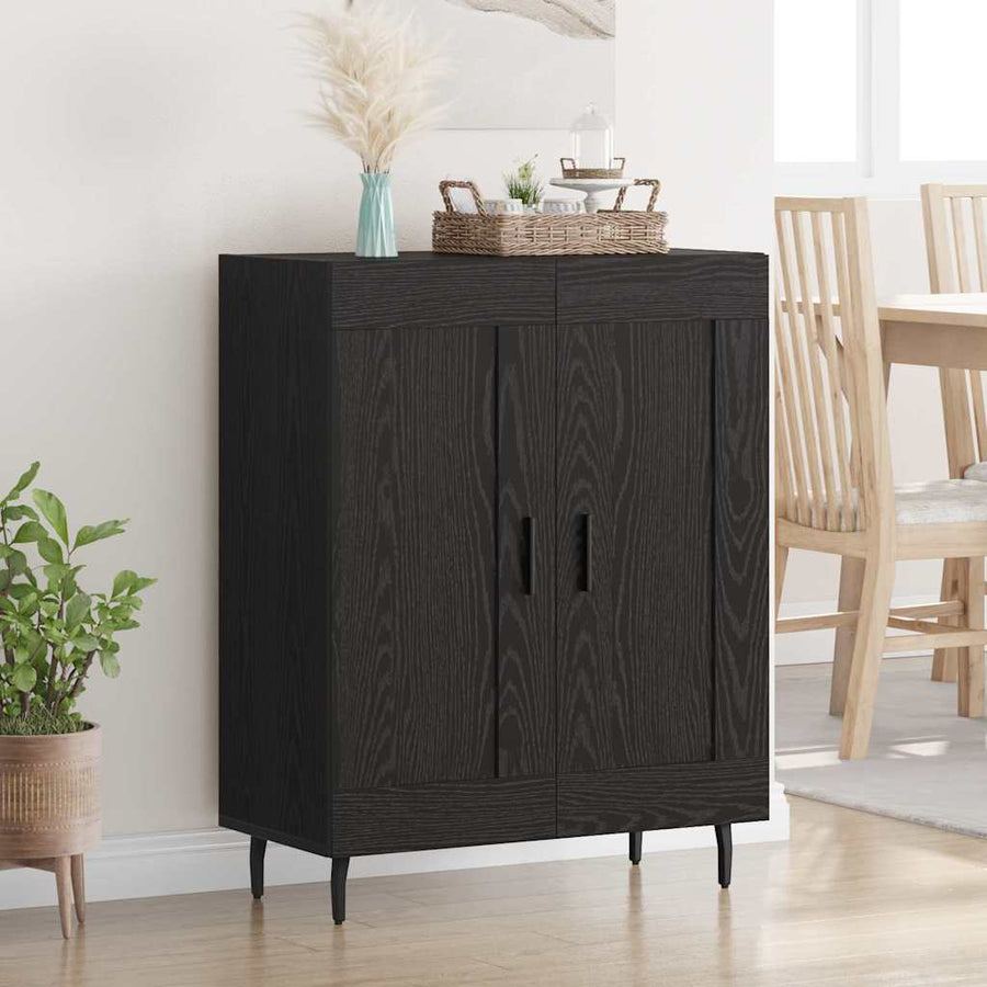 Dressoir Zwart Eiken 69,5 x 34 x 90 cm Gemonteerd hout en ijzer