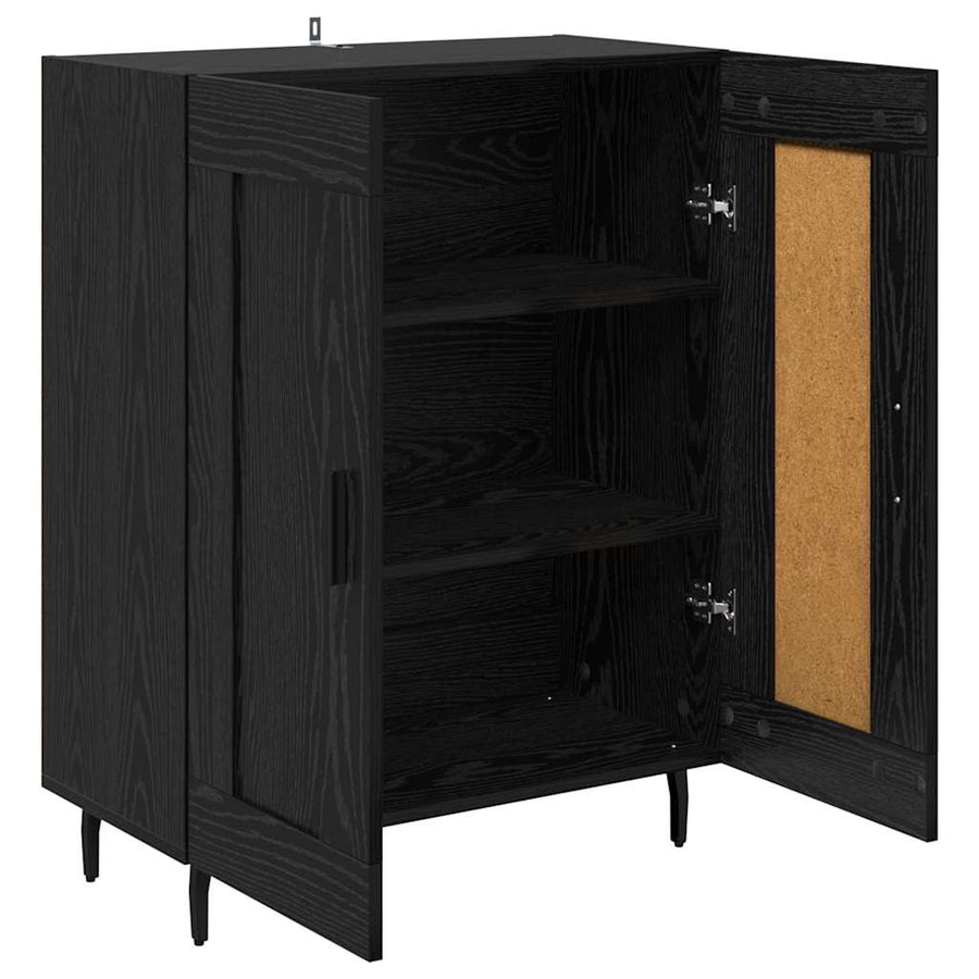 Dressoir Zwart Eiken 69,5 x 34 x 90 cm Gemonteerd hout en ijzer
