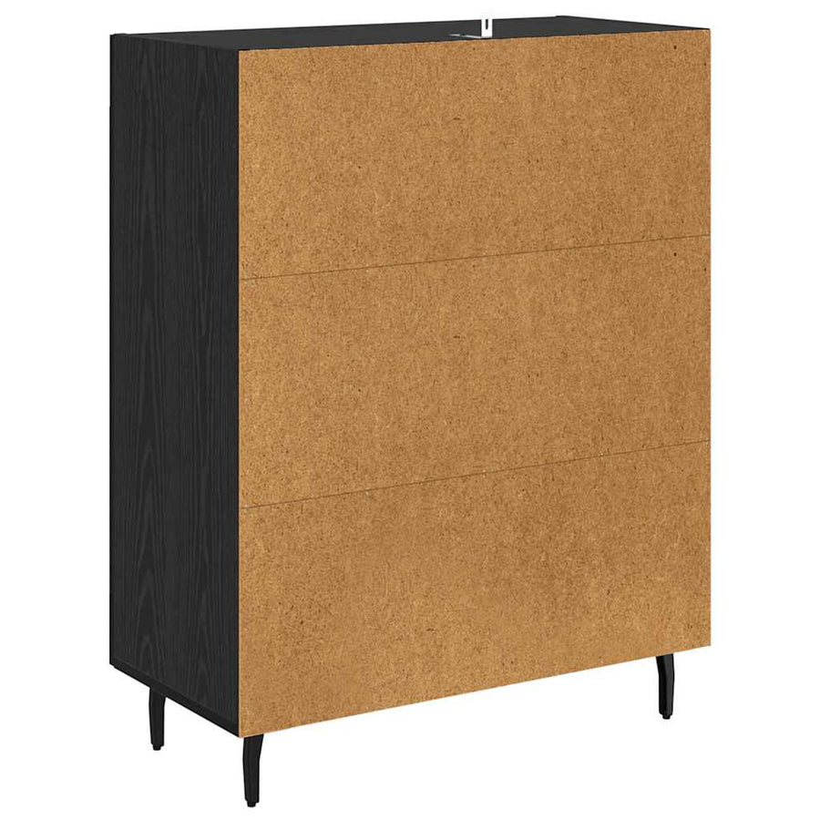 Dressoir Zwart Eiken 69,5 x 34 x 90 cm Gemonteerd hout en ijzer