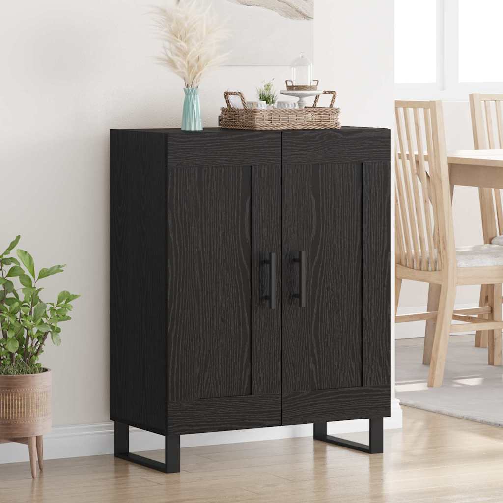 Dressoir Zwart Eiken 69,5 x 34 x 90 cm Gemonteerd hout en ijzer