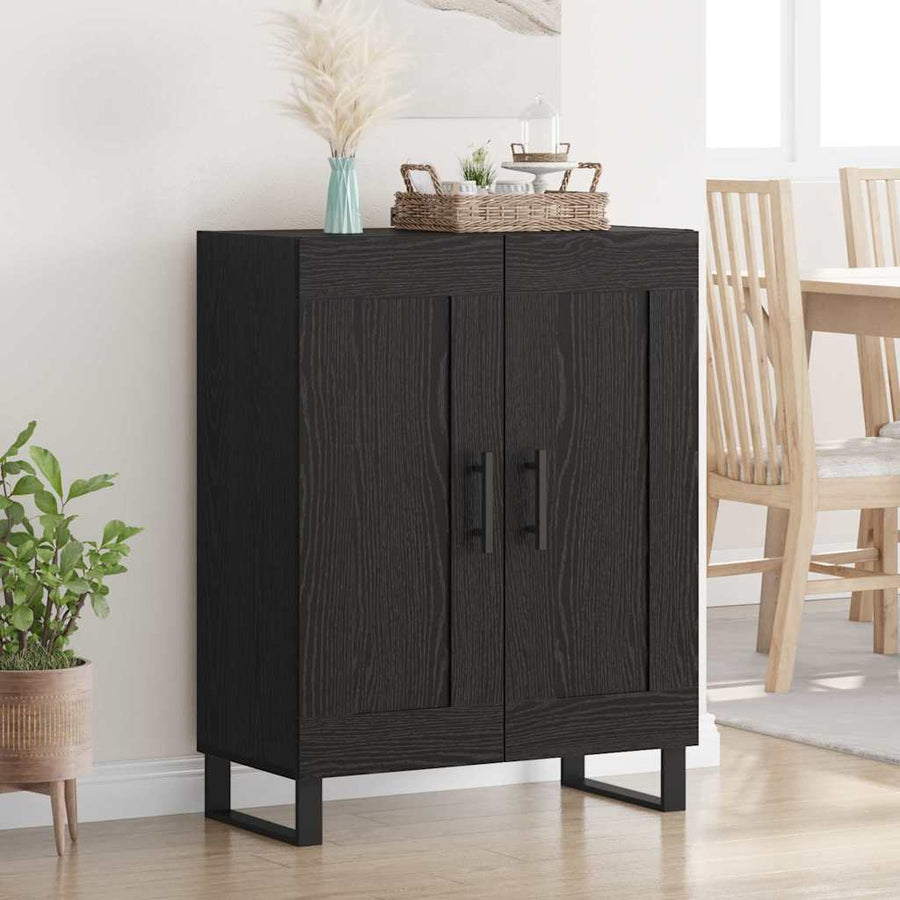 Dressoir Zwart Eiken 69,5 x 34 x 90 cm Gemonteerd hout en ijzer