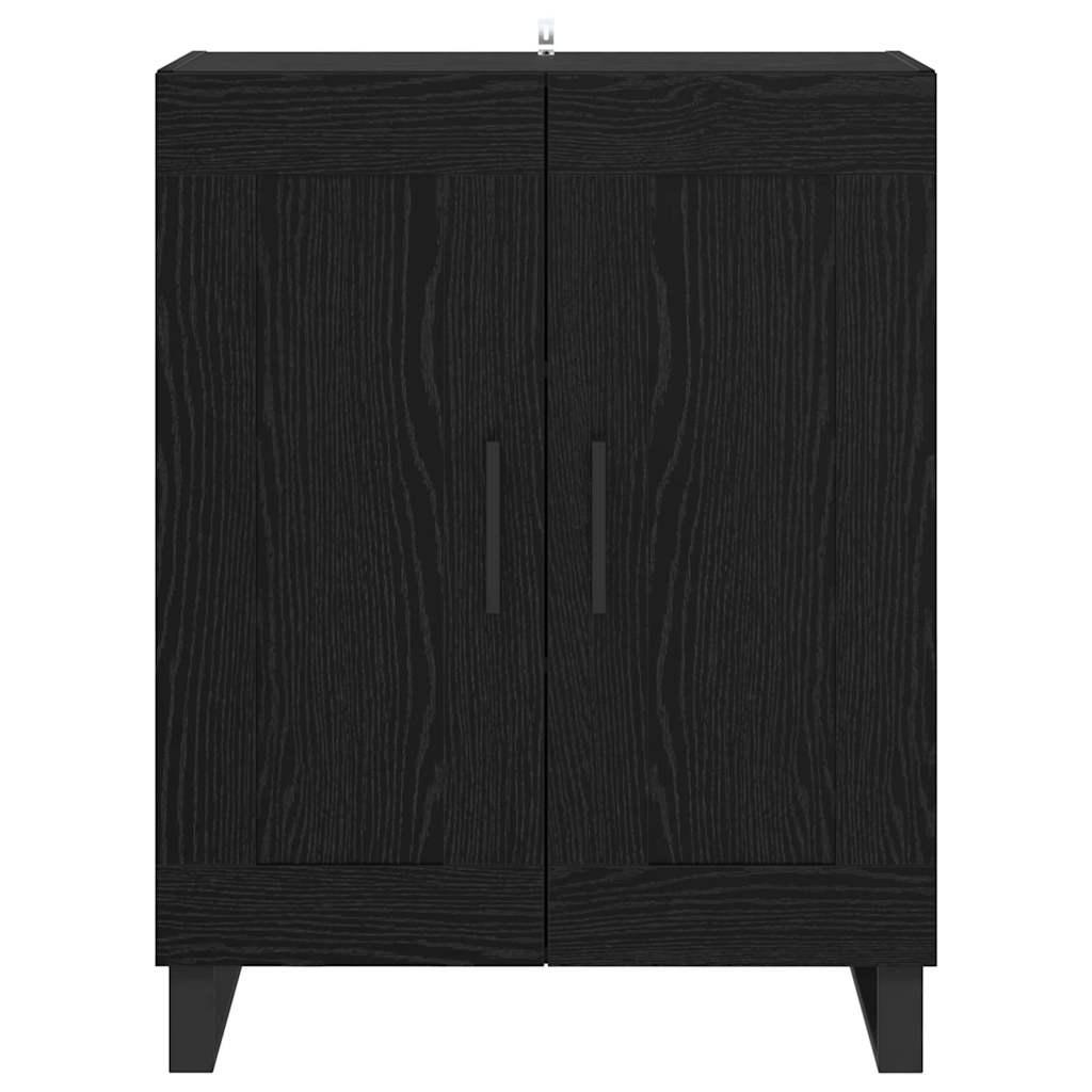 Dressoir Zwart Eiken 69,5 x 34 x 90 cm Gemonteerd hout en ijzer