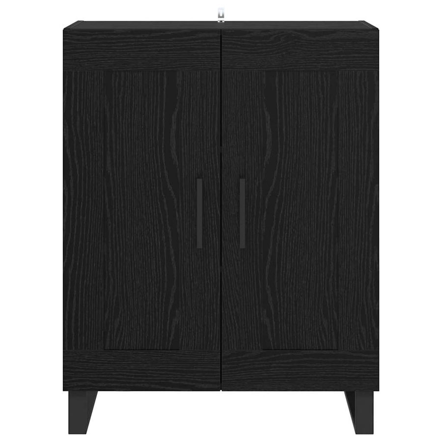 Dressoir Zwart Eiken 69,5 x 34 x 90 cm Gemonteerd hout en ijzer