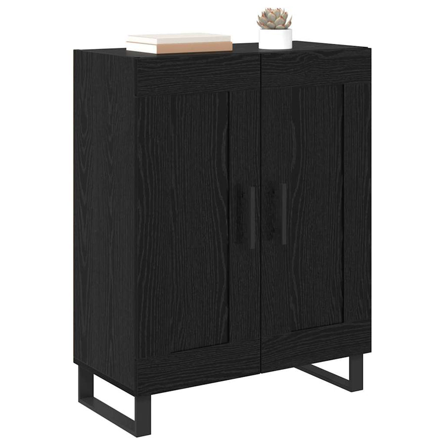 Dressoir Zwart Eiken 69,5 x 34 x 90 cm Gemonteerd hout en ijzer