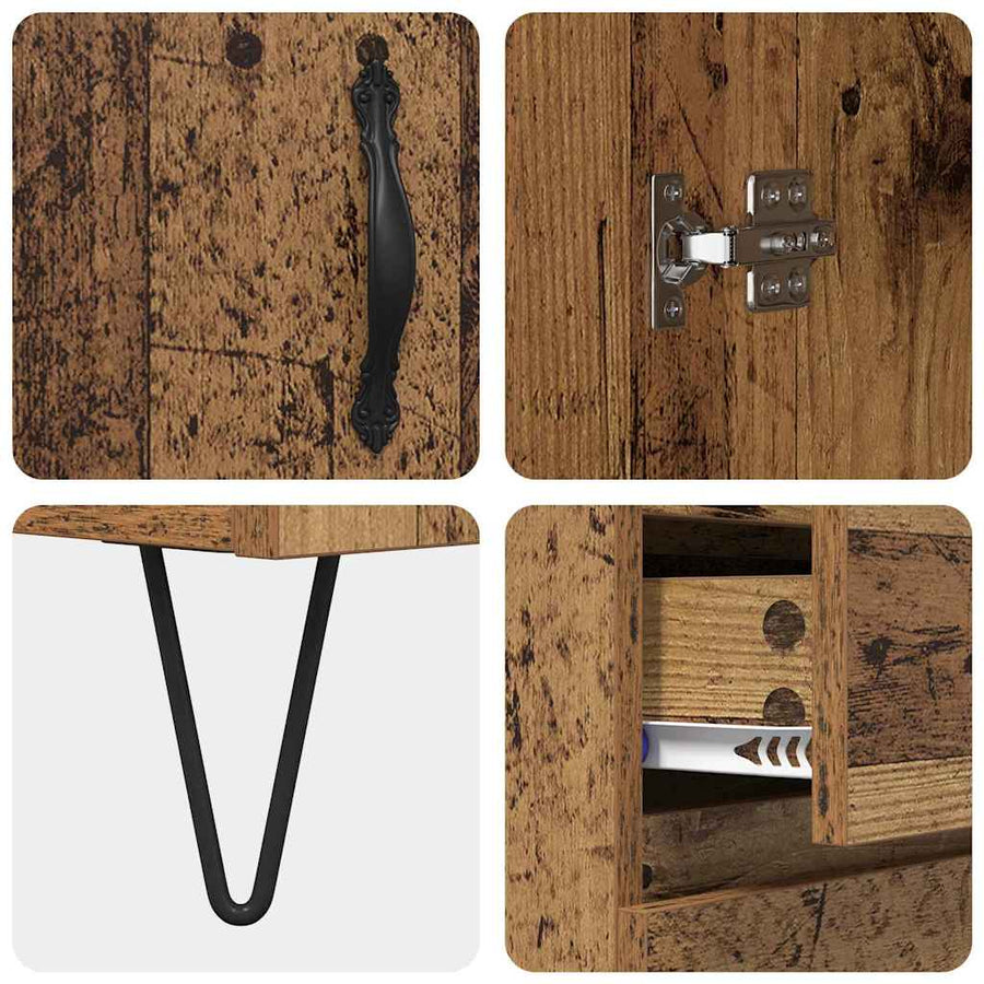 met lade Oud hout 69.5 x 34 x 90 cm Bewerkt hout
