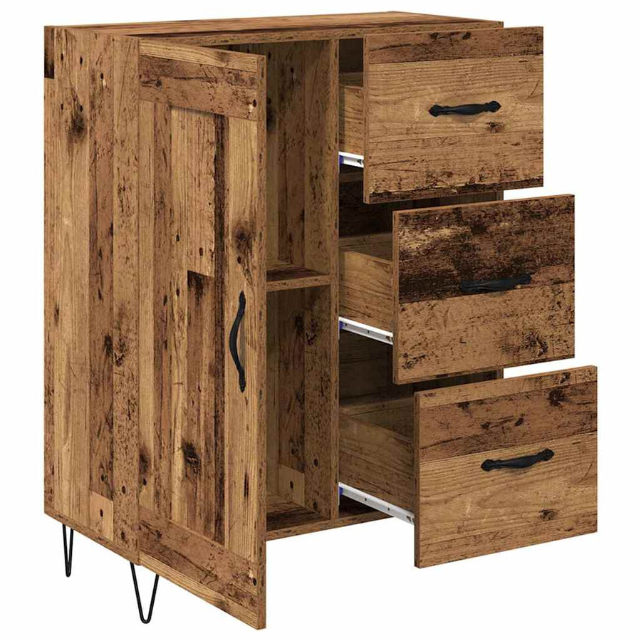 met lade Oud hout 69.5 x 34 x 90 cm Bewerkt hout