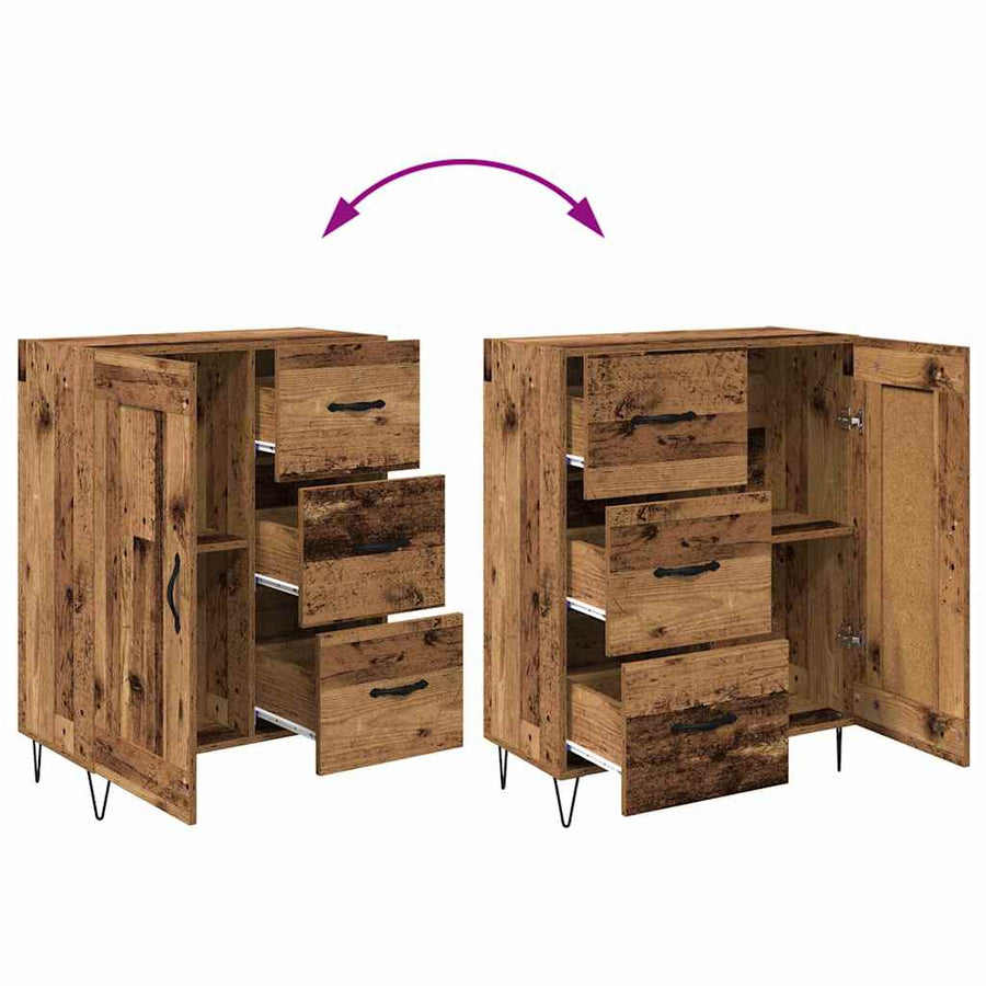 met lade Oud hout 69.5 x 34 x 90 cm Bewerkt hout