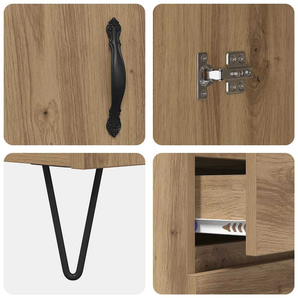 met lade artisanaal eikenkleurig 69.5 x 34 x 90 cm Bewerkt hout