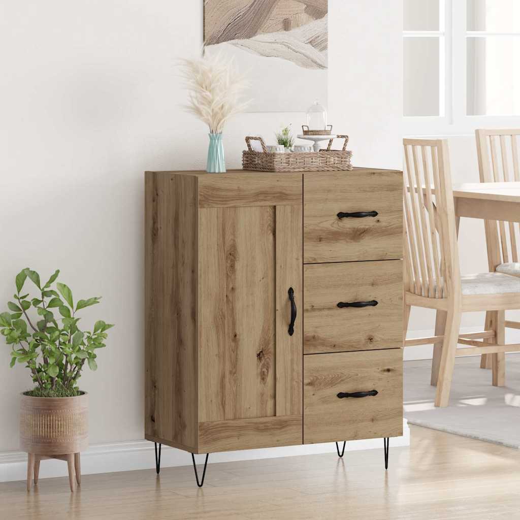 met lade artisanaal eikenkleurig 69.5 x 34 x 90 cm Bewerkt hout