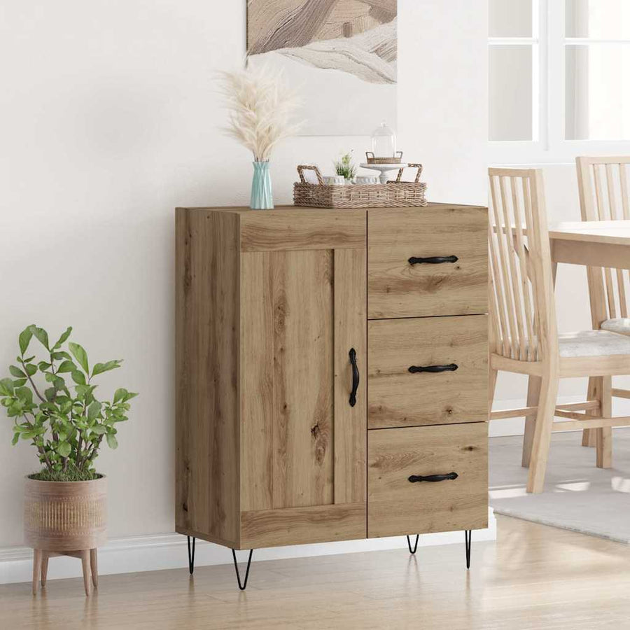 met lade artisanaal eikenkleurig 69.5 x 34 x 90 cm Bewerkt hout