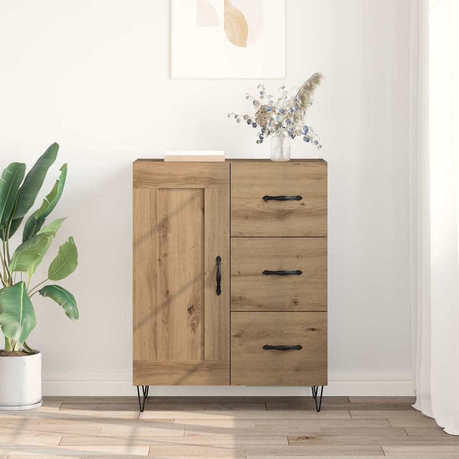 met lade artisanaal eikenkleurig 69.5 x 34 x 90 cm Bewerkt hout