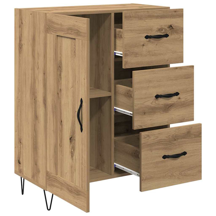 met lade artisanaal eikenkleurig 69.5 x 34 x 90 cm Bewerkt hout