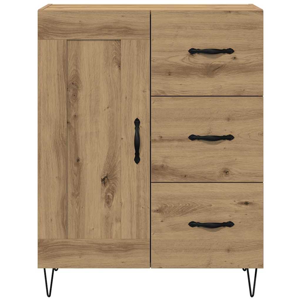 met lade artisanaal eikenkleurig 69.5 x 34 x 90 cm Bewerkt hout