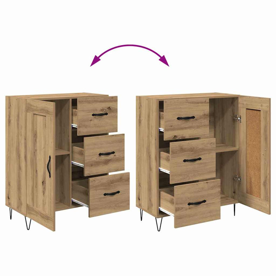 met lade artisanaal eikenkleurig 69.5 x 34 x 90 cm Bewerkt hout