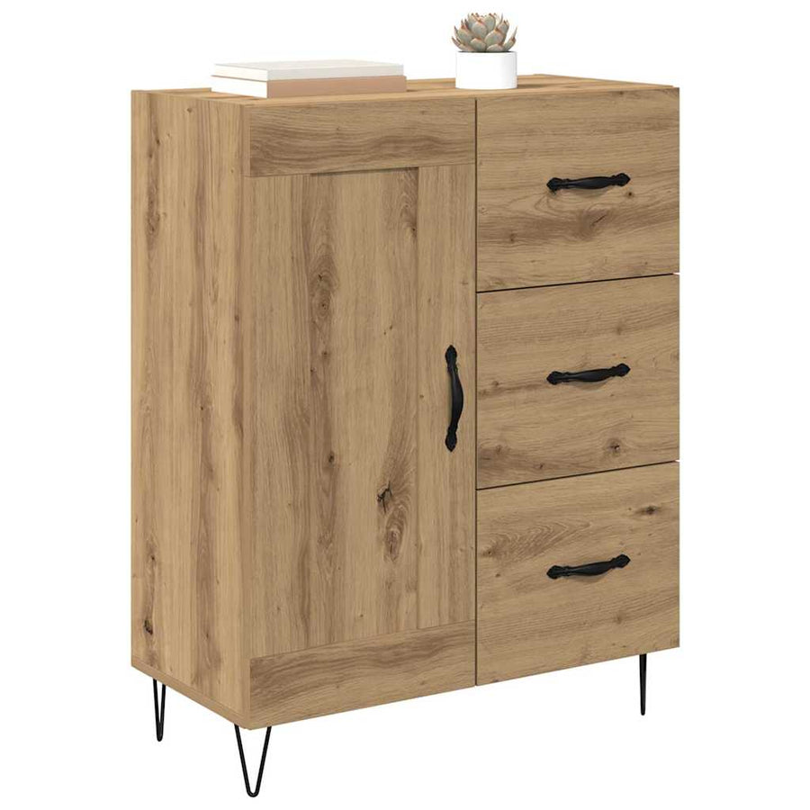 met lade artisanaal eikenkleurig 69.5 x 34 x 90 cm Bewerkt hout