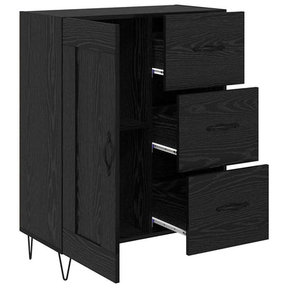 met lade Zwart eiken 69.5 x 34 x 90 cm Bewerkt hout