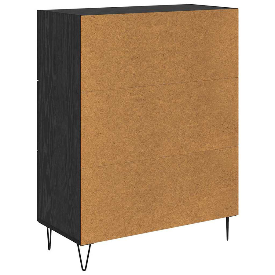 met lade Zwart eiken 69.5 x 34 x 90 cm Bewerkt hout