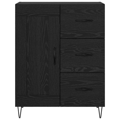 met lade Zwart eiken 69.5 x 34 x 90 cm Bewerkt hout
