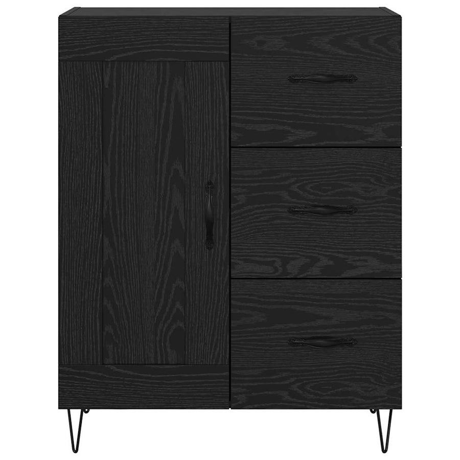 met lade Zwart eiken 69.5 x 34 x 90 cm Bewerkt hout