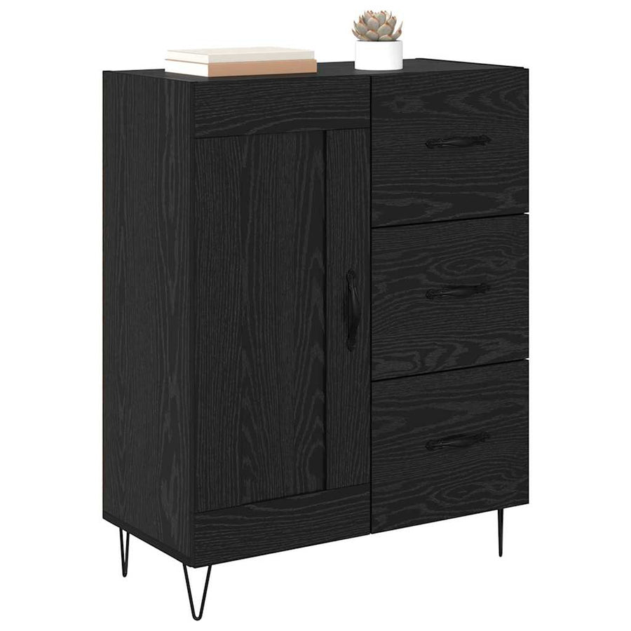 met lade Zwart eiken 69.5 x 34 x 90 cm Bewerkt hout