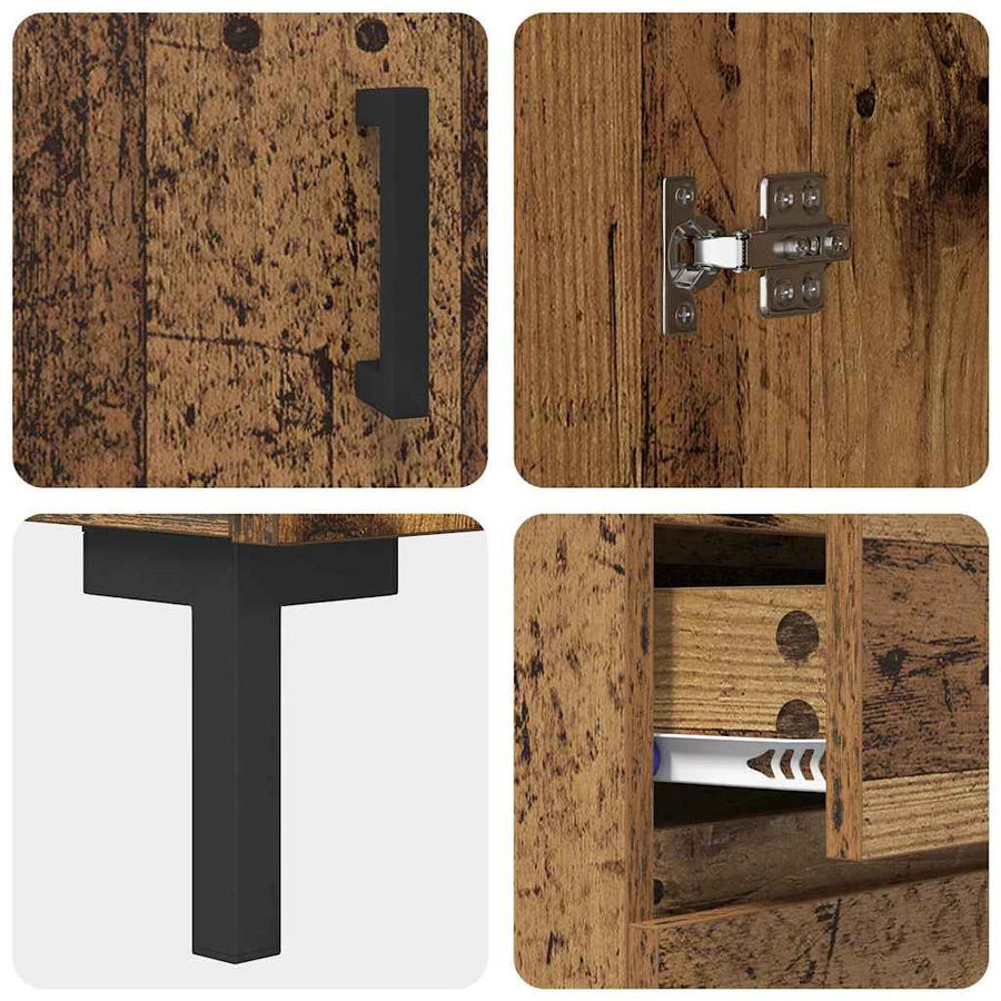 Dressoir met lade Oud hout 69.5 x 34 x 90 cm Bewerkt hout