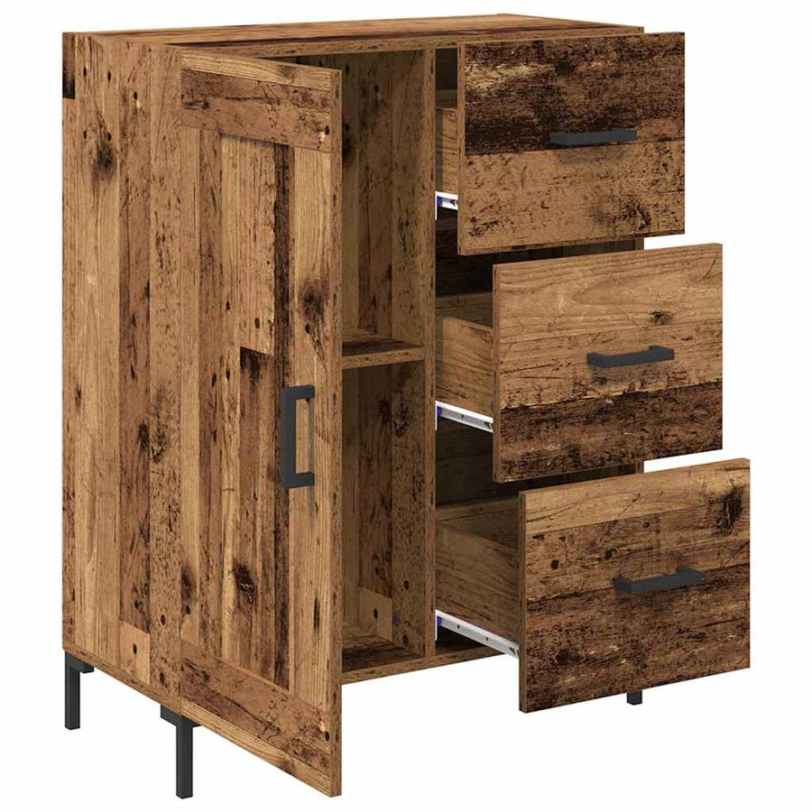 Dressoir met lade Oud hout 69.5 x 34 x 90 cm Bewerkt hout