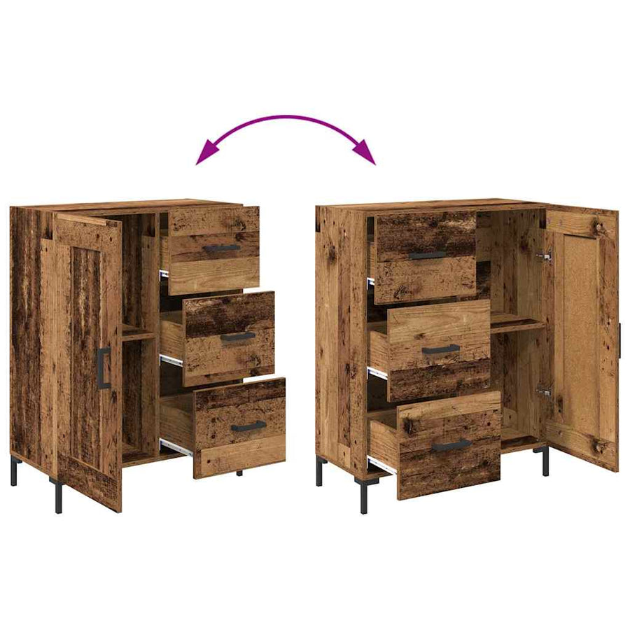 Dressoir met lade Oud hout 69.5 x 34 x 90 cm Bewerkt hout