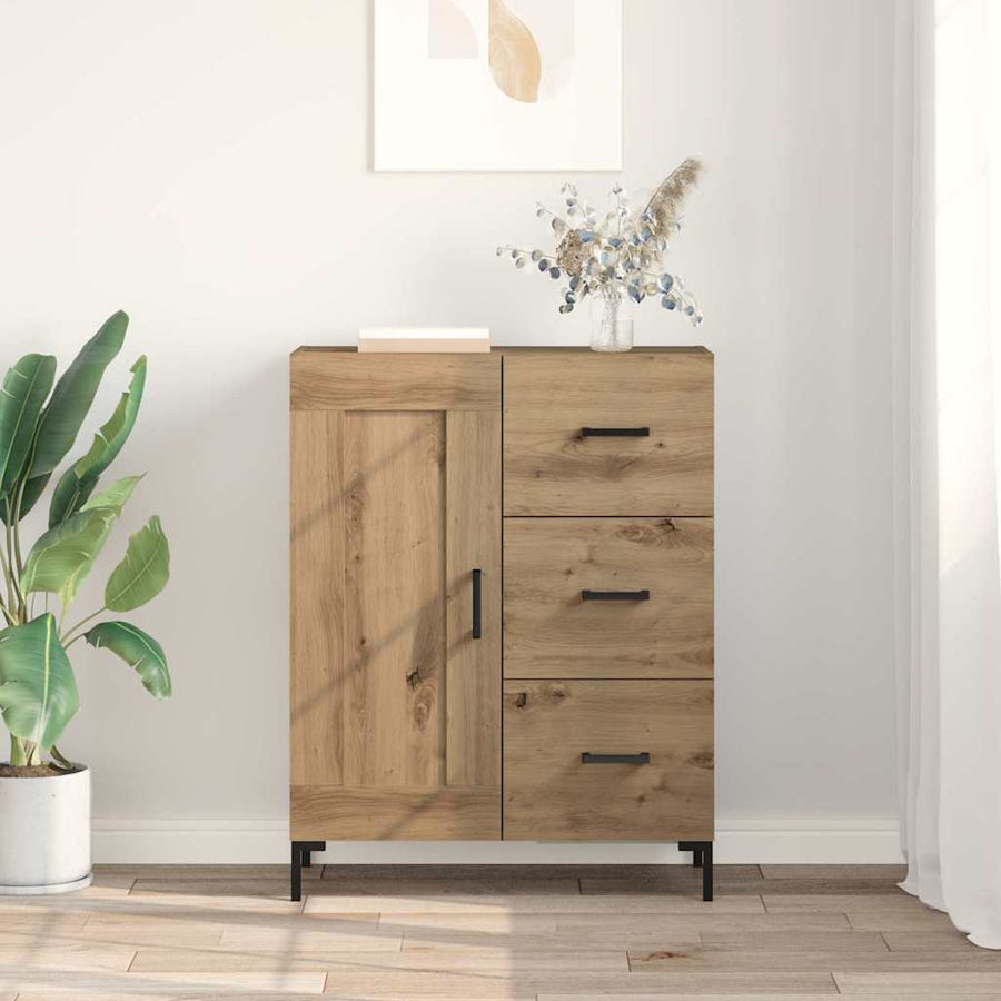 Dressoir artisanaal eikenkleurig 69.5 x 34 x 90 cm Bewerkt hout