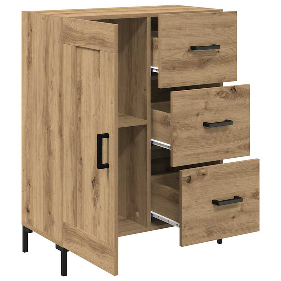 Dressoir artisanaal eikenkleurig 69.5 x 34 x 90 cm Bewerkt hout