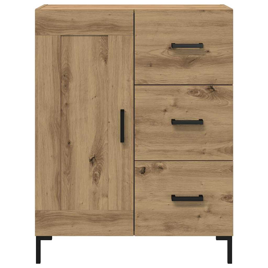 Dressoir artisanaal eikenkleurig 69.5 x 34 x 90 cm Bewerkt hout