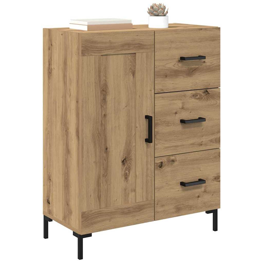 Dressoir artisanaal eikenkleurig 69.5 x 34 x 90 cm Bewerkt hout