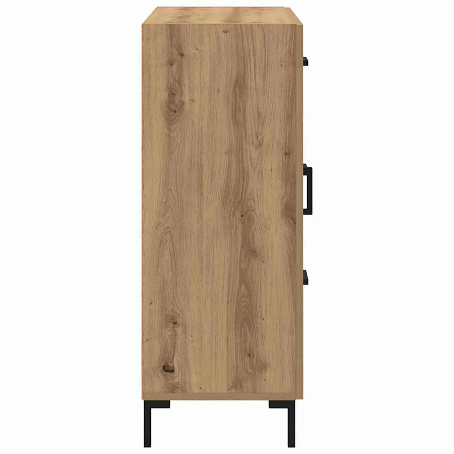 Dressoir artisanaal eikenkleurig 69.5 x 34 x 90 cm Bewerkt hout