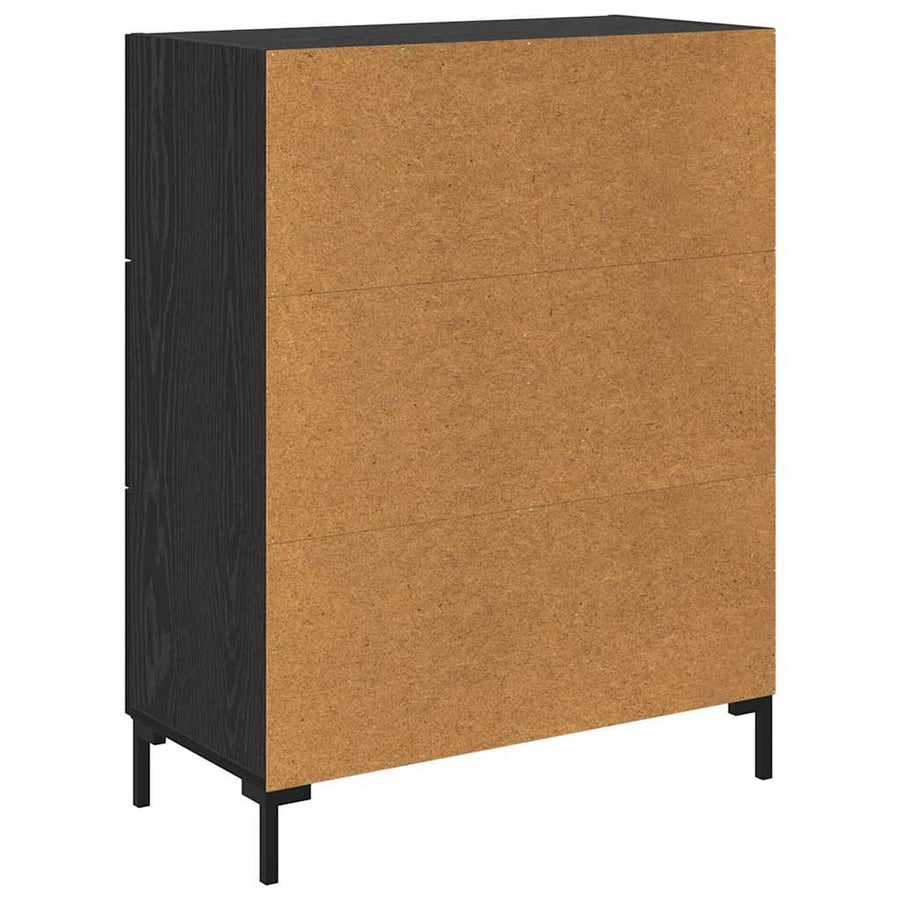 Dressoir met lade Zwart eiken 69.5 x 34 x 90 cm Bewerkt hout